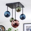 Chehalis ceiling light, globe light blue, green, coppery, 5-light sources