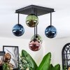 Chehalis ceiling light, globe light blue, green, coppery, 5-light sources