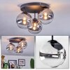 Chehalis ceiling light, globe light 34 cm clear, Smoke-coloured, 3-light sources