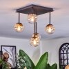 Chehalis ceiling light, globe light Amber, clear, 5-light sources