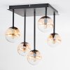Chehalis ceiling light, globe light Amber, clear, 5-light sources