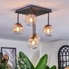 Chehalis ceiling light, globe light Amber, clear, 5-light sources