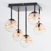 Chehalis ceiling light, globe light Amber, clear, 5-light sources
