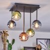 Chehalis ceiling light, globe light blue, green, clear, coppery, 5-light sources