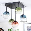 Chehalis ceiling light, globe light blue, green, clear, coppery, 5-light sources