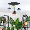 Chehalis ceiling light, globe light blue, green, clear, coppery, 5-light sources