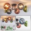 Chehalis ceiling light, globe light blue, green, clear, coppery, 6-light sources