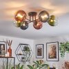 Chehalis ceiling light, globe light blue, green, clear, coppery, 6-light sources