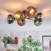 Chehalis ceiling light, globe light blue, green, clear, coppery, 6-light sources