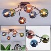 Chehalis ceiling light, globe light blue, green, coppery, 6-light sources