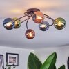 Chehalis ceiling light, globe light blue, green, coppery, 6-light sources