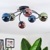 Chehalis ceiling light, globe light blue, green, coppery, 6-light sources