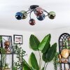 Chehalis ceiling light, globe light blue, green, coppery, 6-light sources
