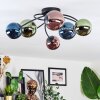 Chehalis ceiling light, globe light blue, green, coppery, 6-light sources