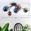 Chehalis ceiling light, globe light blue, green, coppery, 6-light sources