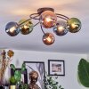 Chehalis ceiling light, globe light blue, green, coppery, 6-light sources