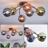 Chehalis ceiling light, globe light blue, green, coppery, 6-light sources