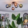 Chehalis ceiling light, globe light blue, green, coppery, 6-light sources