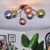 Chehalis ceiling light, globe light blue, green, coppery, 6-light sources