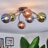 Chehalis ceiling light, globe light blue, green, coppery, 6-light sources