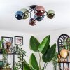 Chehalis ceiling light, globe light blue, green, coppery, 6-light sources