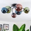 Chehalis ceiling light, globe light blue, green, coppery, 6-light sources