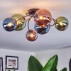 Chehalis ceiling light, globe light blue, green, coppery, 6-light sources