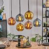 Koyoto hanging light, globe light, pendant light blue, gold, coppery, 6-light sources