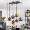 Koyoto hanging light, globe light, pendant light blue, gold, coppery, 6-light sources