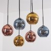 Koyoto hanging light, globe light, pendant light blue, gold, coppery, 6-light sources