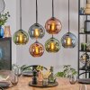 Koyoto hanging light, globe light, pendant light blue, green, coppery, 6-light sources