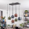 Koyoto hanging light, globe light, pendant light blue, green, coppery, 6-light sources