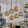 Koyoto hanging light, globe light, pendant light blue, green, coppery, 6-light sources