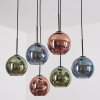 Koyoto hanging light, globe light, pendant light blue, green, coppery, 6-light sources