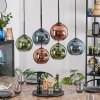 Koyoto hanging light, globe light, pendant light blue, green, coppery, 6-light sources