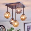 Chehalis ceiling light, globe light Amber, Smoke-coloured, 5-light sources