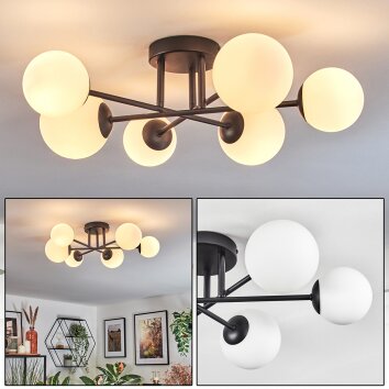 Chehalis ceiling light, globe light 55 cm white, 6-light sources