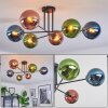 Gastor ceiling light, globe light 80 cm blue, green, coppery, 6-light sources
