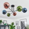 Gastor ceiling light, globe light 80 cm blue, green, coppery, 6-light sources