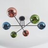 Gastor ceiling light, globe light 80 cm blue, green, coppery, 6-light sources