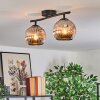 Ripoll ceiling light, globe light chrome, Smoke-coloured, 2-light sources