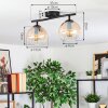 Koyoto ceiling light, globe light Amber, clear, 2-light sources