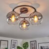 Koyoto ceiling light, globe light 37 cm clear, Smoke-coloured, 3-light sources
