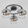 Koyoto ceiling light, globe light 37 cm clear, Smoke-coloured, 3-light sources