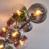 Gastor ceiling light, globe light blue, chrome, green, clear, coppery, Smoke-coloured, 10-light sources
