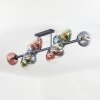Gastor ceiling light, globe light blue, chrome, green, clear, coppery, Smoke-coloured, 10-light sources