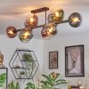 Gastor ceiling light, globe light blue, chrome, green, clear, coppery, Smoke-coloured, 10-light sources
