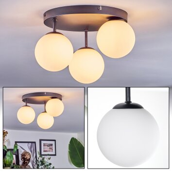 Chehalis ceiling light, globe light white, 3-light sources
