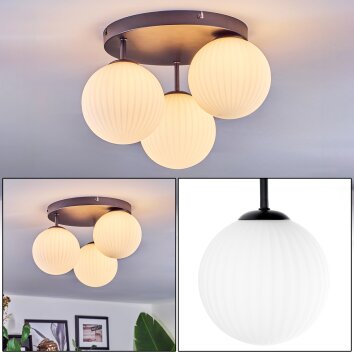 Chehalis ceiling light, globe light white, 3-light sources
