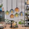 Koyoto hanging light, globe light, pendant light blue, green, clear, coppery, 6-light sources